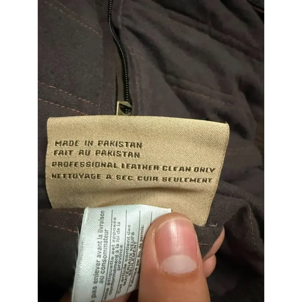 Columbia Sportswear Brown Leather Bomber Jacket Mens XL Tall Insulated Coat